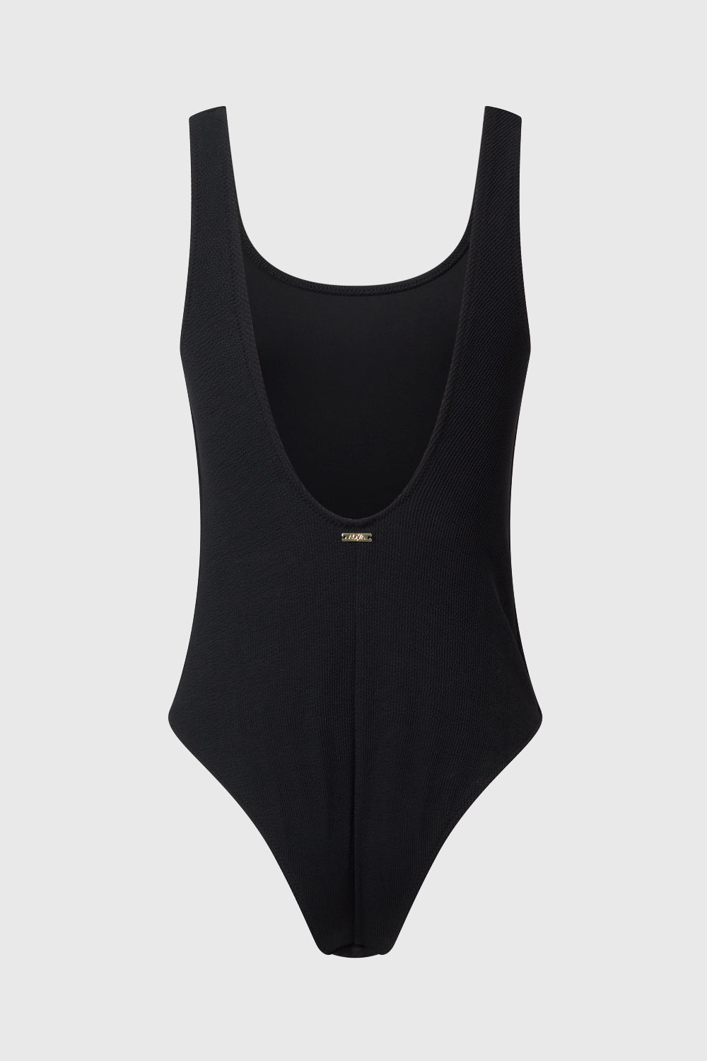 Black one-piece backless swimming costume by AQVA Swimwear