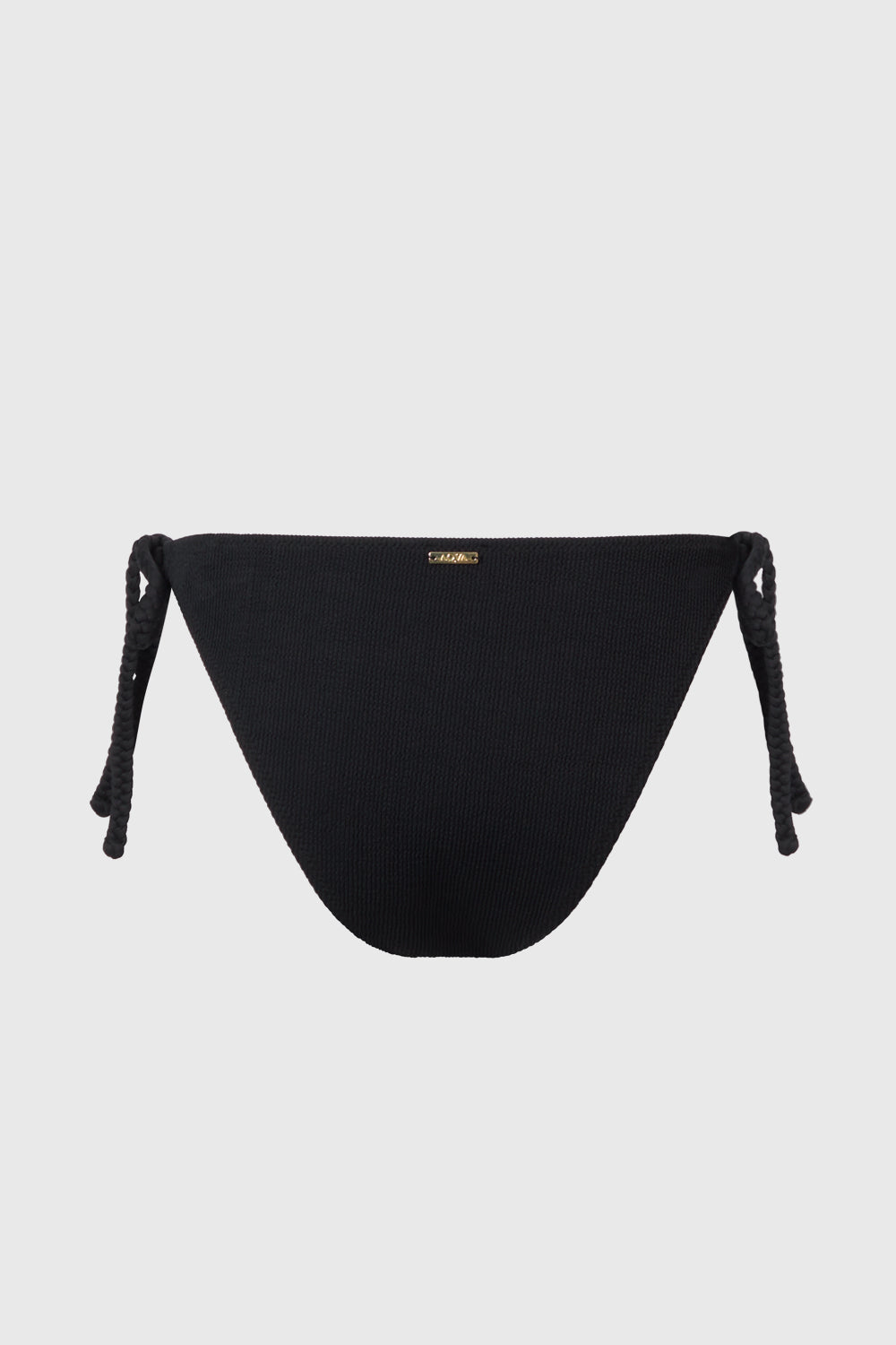 Black Tie Bikini Bottom with Tortoise Detail Back View AQVA Swimwear