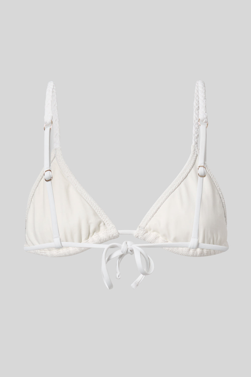 Nude triangle top with braided back straps by Aqva Swimwear