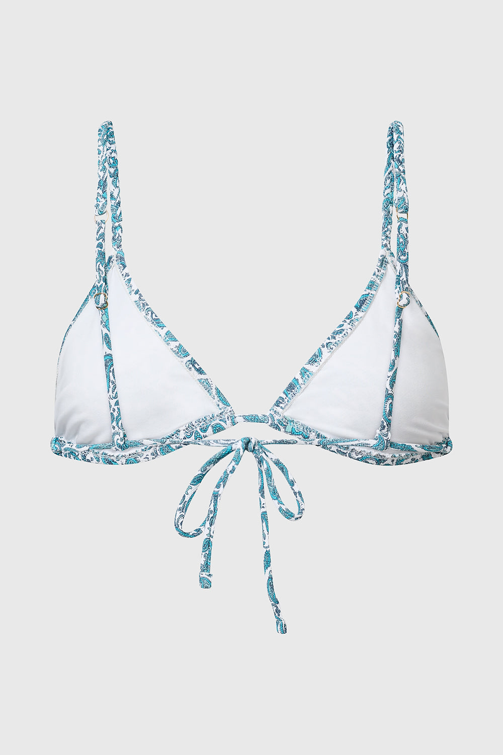 Blue and White Printed Bikini Top Back View AQVA Swimwear